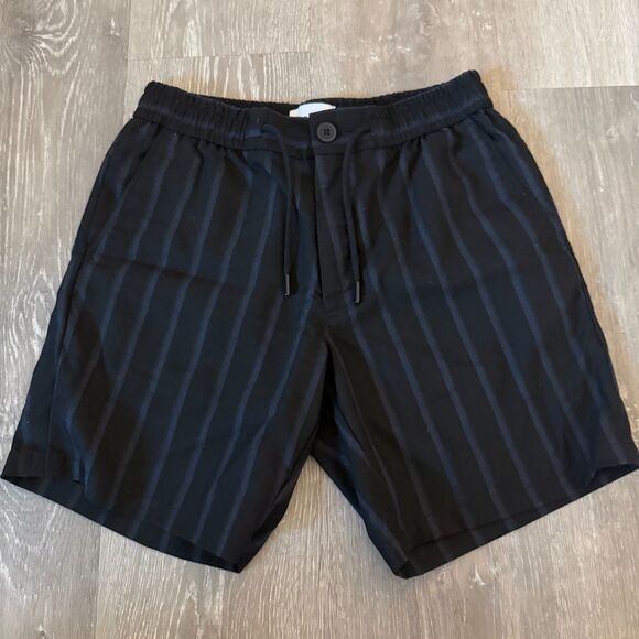 Topman Black and Navy Blue Striped Shorts - Picture 1 of 8